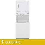 GE Unitized Spacemaker Washer and Dryer with electric dryer, compact laundry solution.