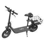 Phantom R1 Seated Electric Scooter with rear basket.