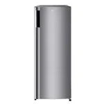 LG 6.0 cu. ft. single door refrigerator in platinum silver with inverter compressor.