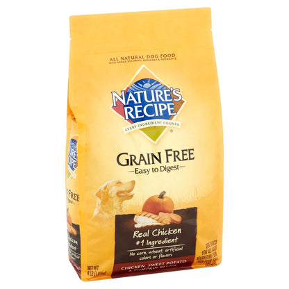 Nature's Recipe Grain Free Chicken, Sweet Potato & Pumpkin Dry Dog Food, 4 lb Bag.