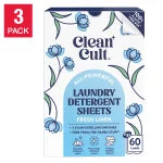 Cleancult Laundry Detergent Sheets, Fresh Linen scent, 180-sheet pack.