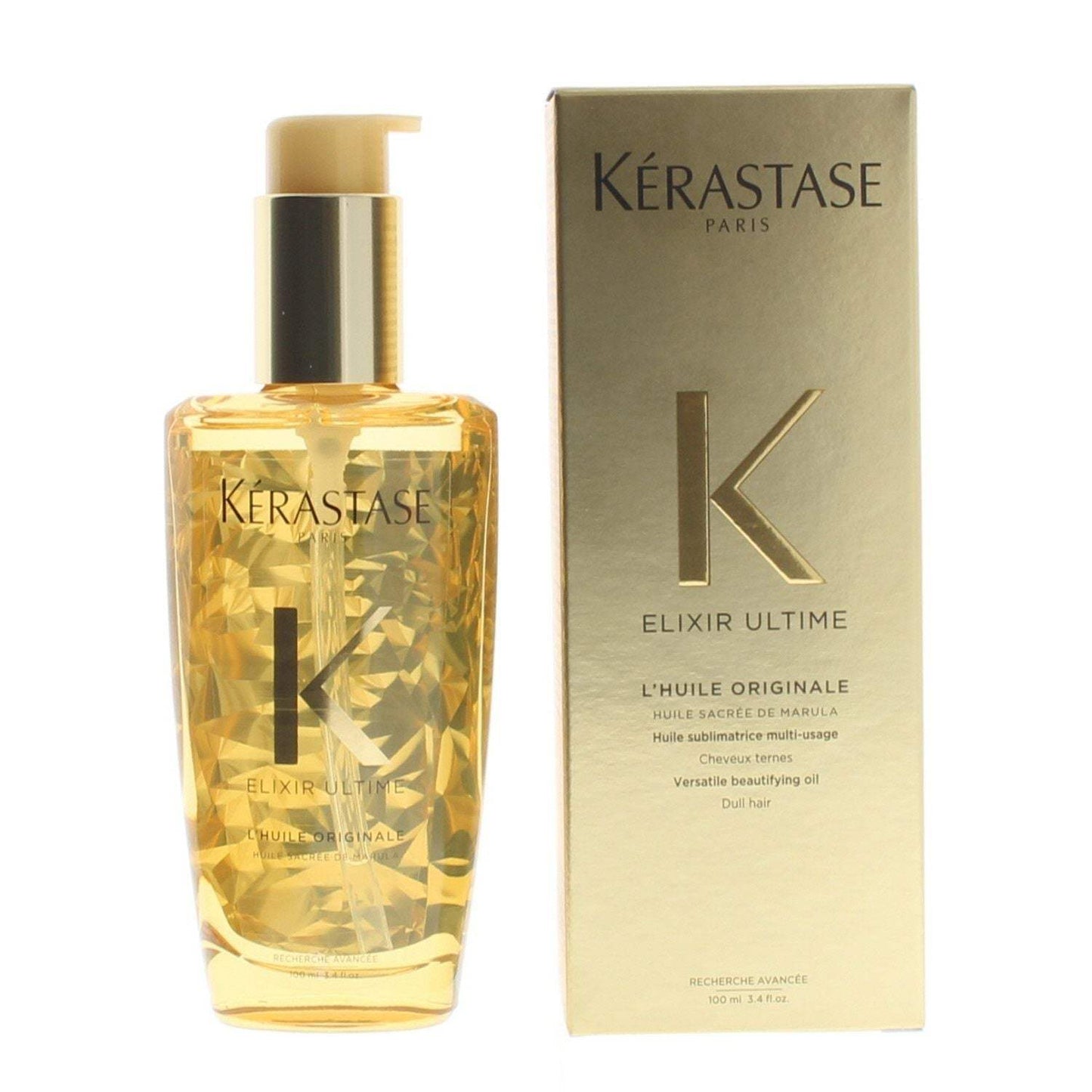 Kerastase Elixir Ultime L'Huile Originale hair oil bottle and packaging.