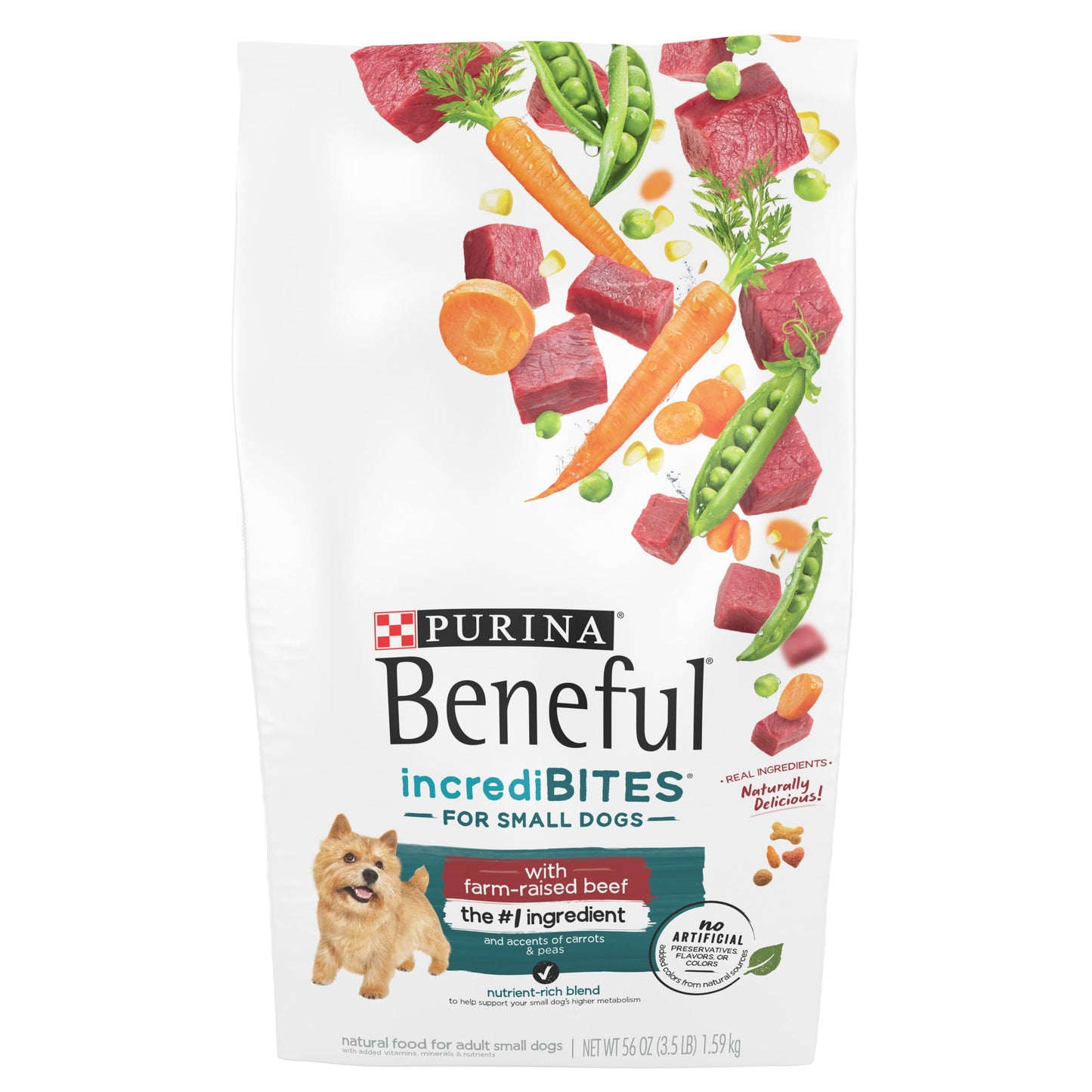 Purina Beneful IncrediBites small breed dry dog food with farm-raised beef, 3.5 lb. bags, pack of 4.