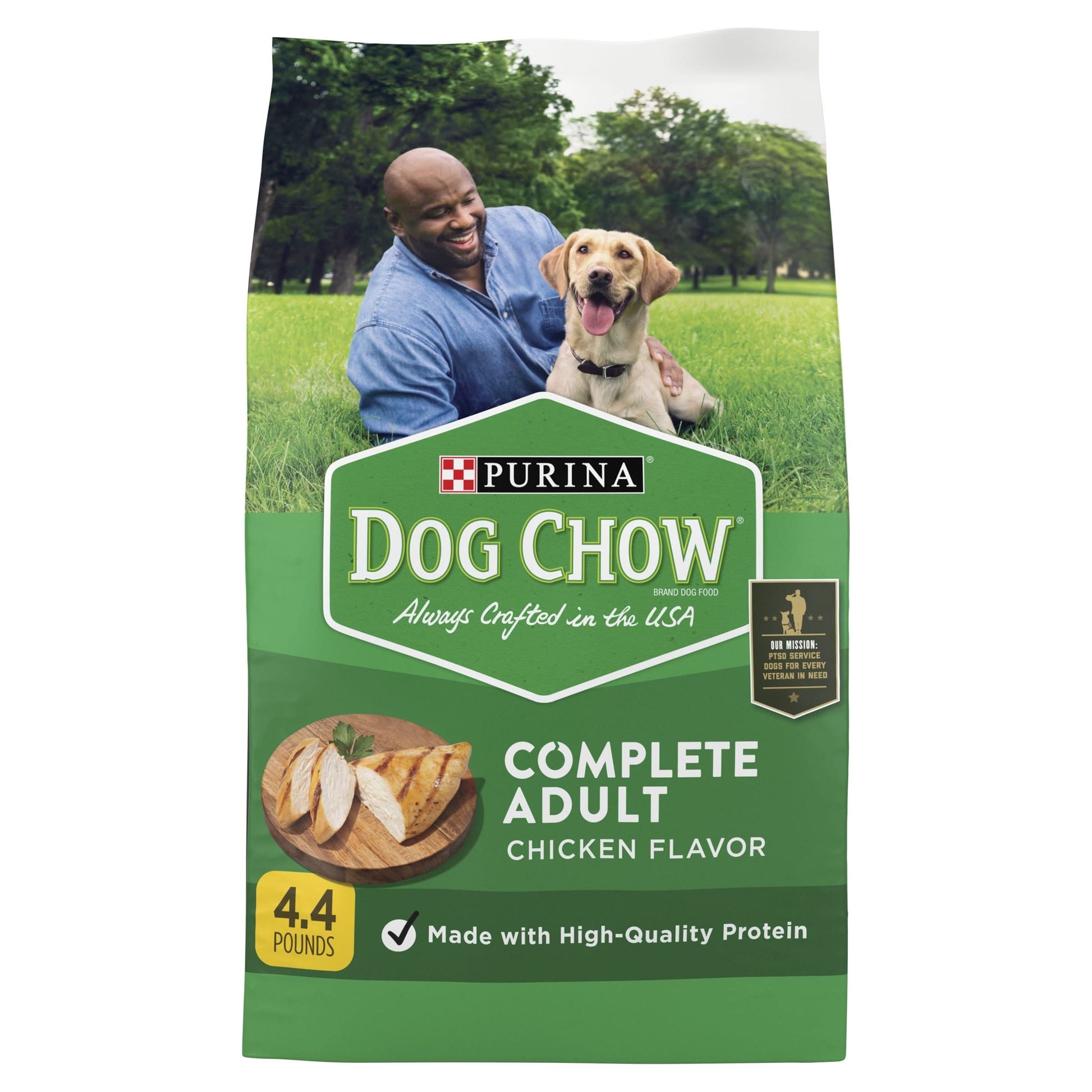 Purina Dog Chow Chicken Flavor Dry Dog Food, Complete Adult, 4.4 lb bag.